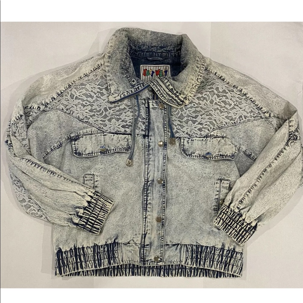 Vintage Jean Jacket Acid Wash 80's 90's Bomber